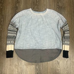 We the Free Blue Knit Top Sweater Sleeves Size S EUC